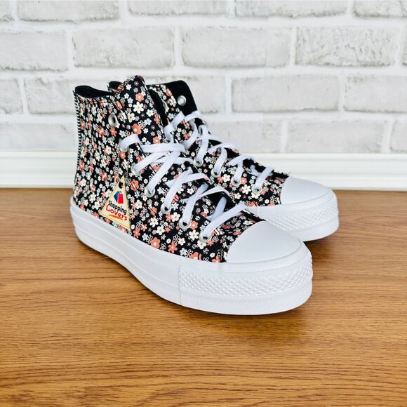 ⭐Converse Ctas Lift Platform Hi Sz 7.5 Women Shoes Flowers Sneaker Black A14264C - Picture 15 of 15